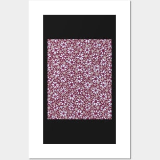 Batik Florals in Purple and Grey Tones Posters and Art